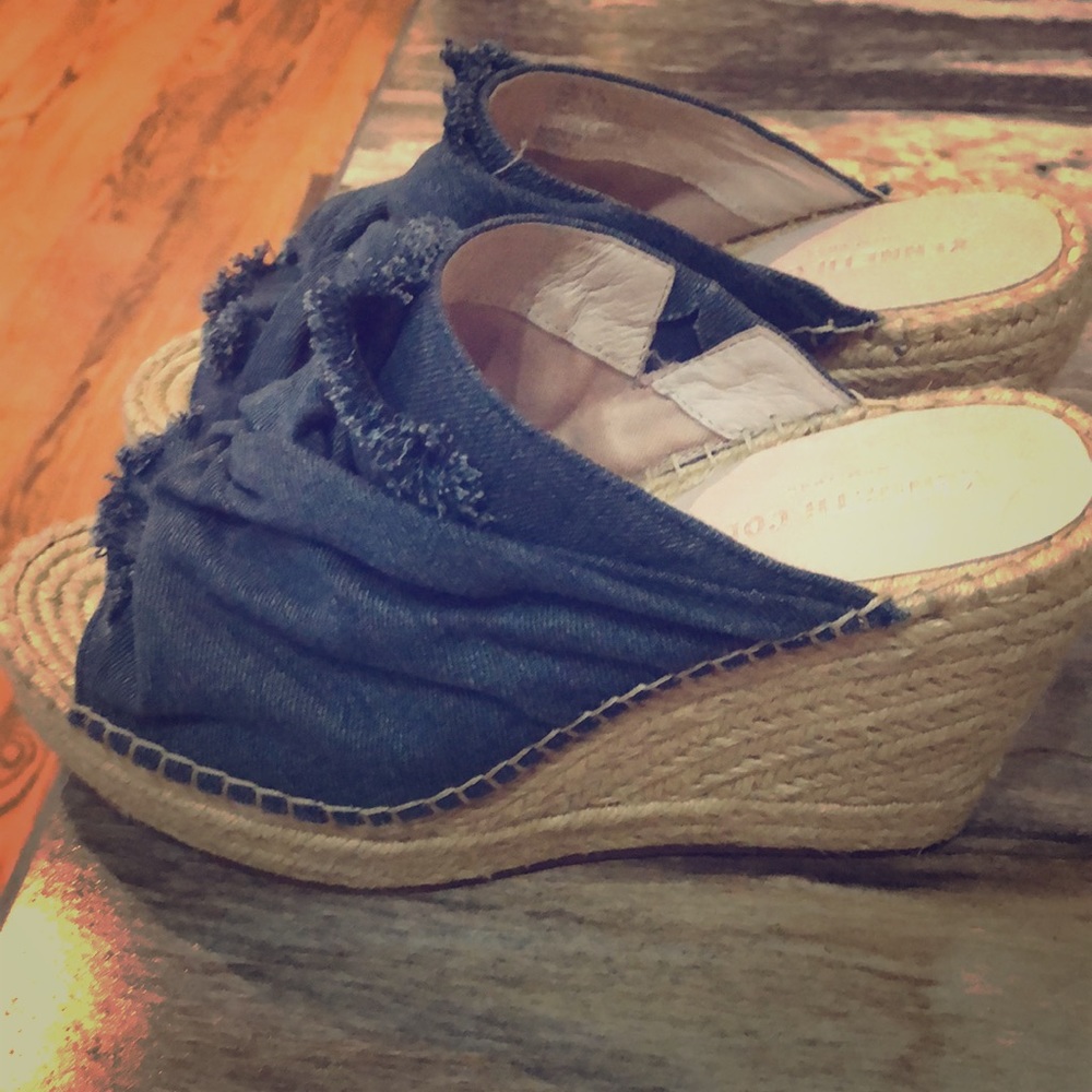 Kenneth Cole denim wedge heels